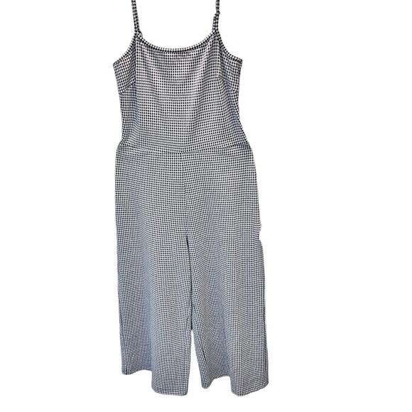Versona Women's Black and White Houndstooth Jumpsuit Size M Smocked Back - Picture 7 of 10
